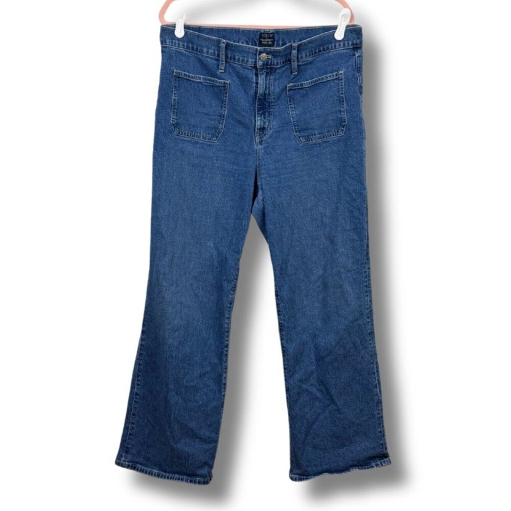 J.Crew | Blue Full Length Wide-Leg Patch Pocket Denim Jeans Size 32